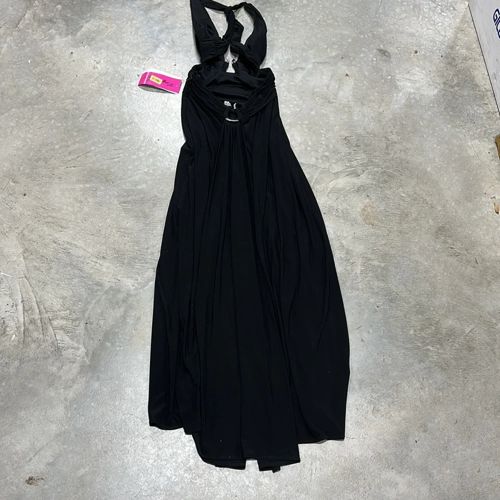 Morgan & Co.Long black dress with silver and rhinestone accents /Size 5/6 / E-13